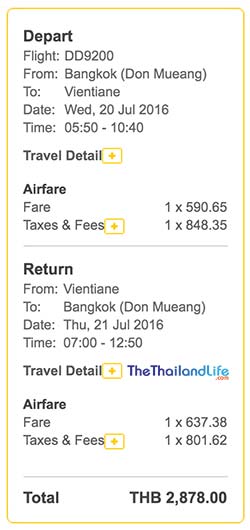 nok air laos ticket price